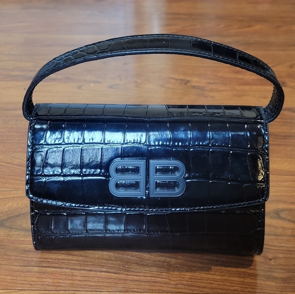 SOLD Balenciaga 8" croc embossed calfskin leather Ghost handbag shoulder purse - Picture 2 of 7